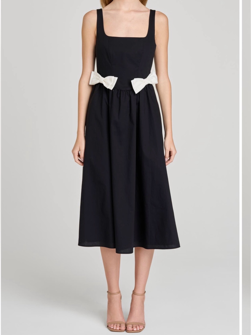 Wayf Lizzy Bow Trim Midi Dress